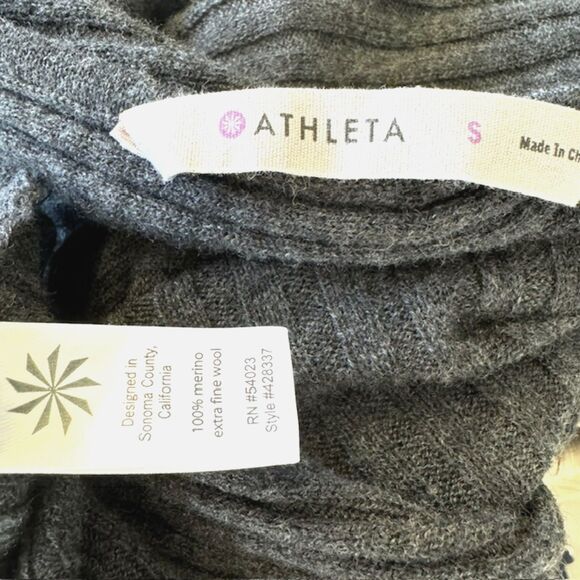 ATHLETA GRAY RIB KNIT EXTRA FINE MERINO WOOL BODYCON MIDI DRESS SIZE SMALL - Picture 9 of 9